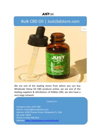 Bulk CBD Oil | Justcbdstore.com