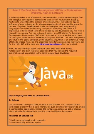 select the best java development
