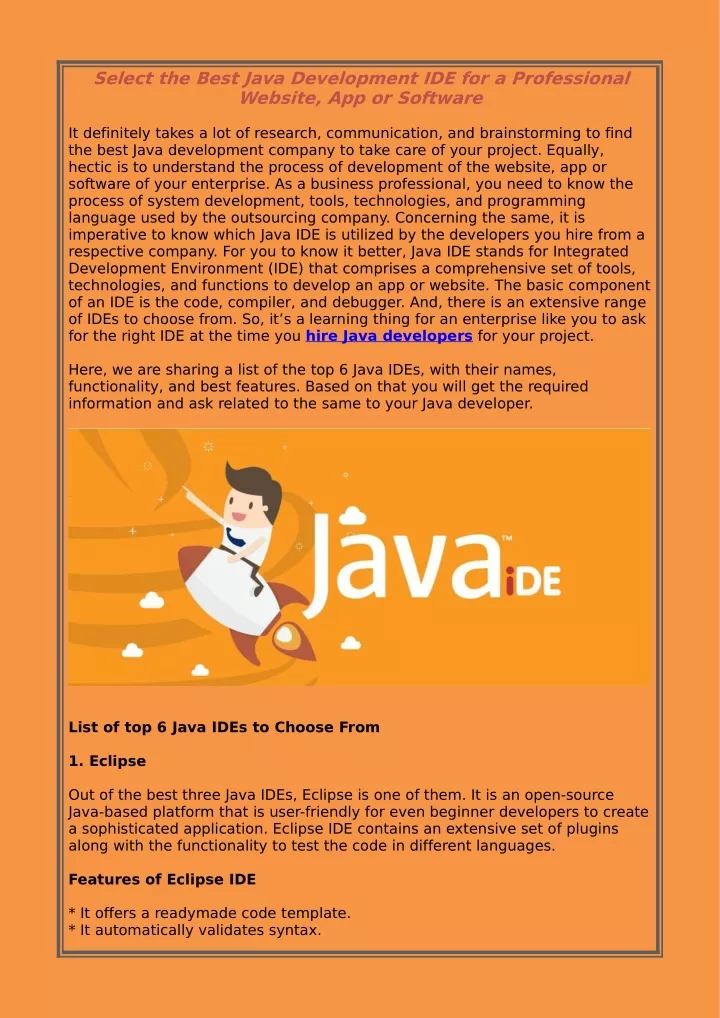 select the best java development