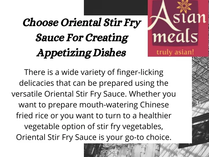 choose oriental stir fry sauce for creating