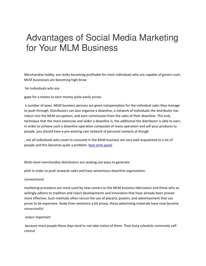 advantages of social media marketing for your