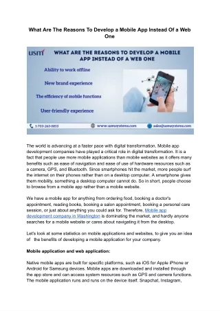what are the reasons to develop a mobile