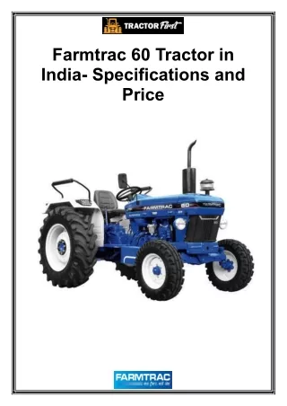 farmtrac 60 tractor in india specifications