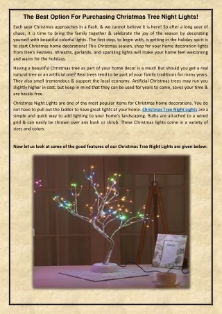 The Best Option For Purchasing Christmas Tree Night Lights