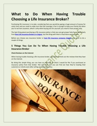 What to Do When Having Trouble Choosing a Life Insurance Broker