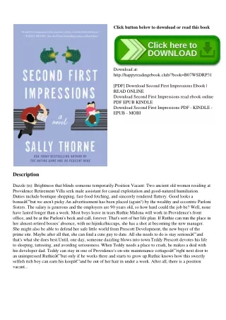 (DOWNLOAD E.B.O.O.K.^) Second First Impressions {PDF EBOOK EPUB KINDLE}