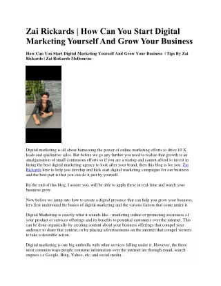 Zai Rickards | Super Talented Business Marketing Expert | Free Online Marketing