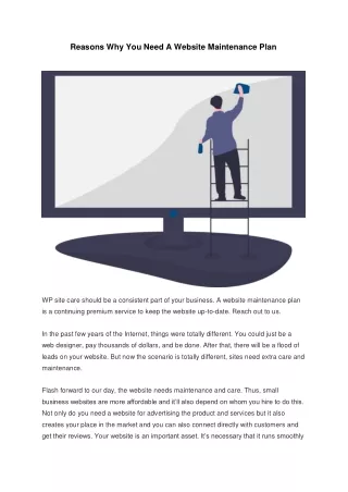 Reasons Why You Need A Website Maintenance Plan