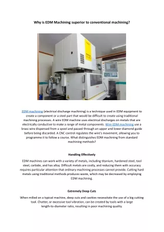 why is edm machining superior to conventional