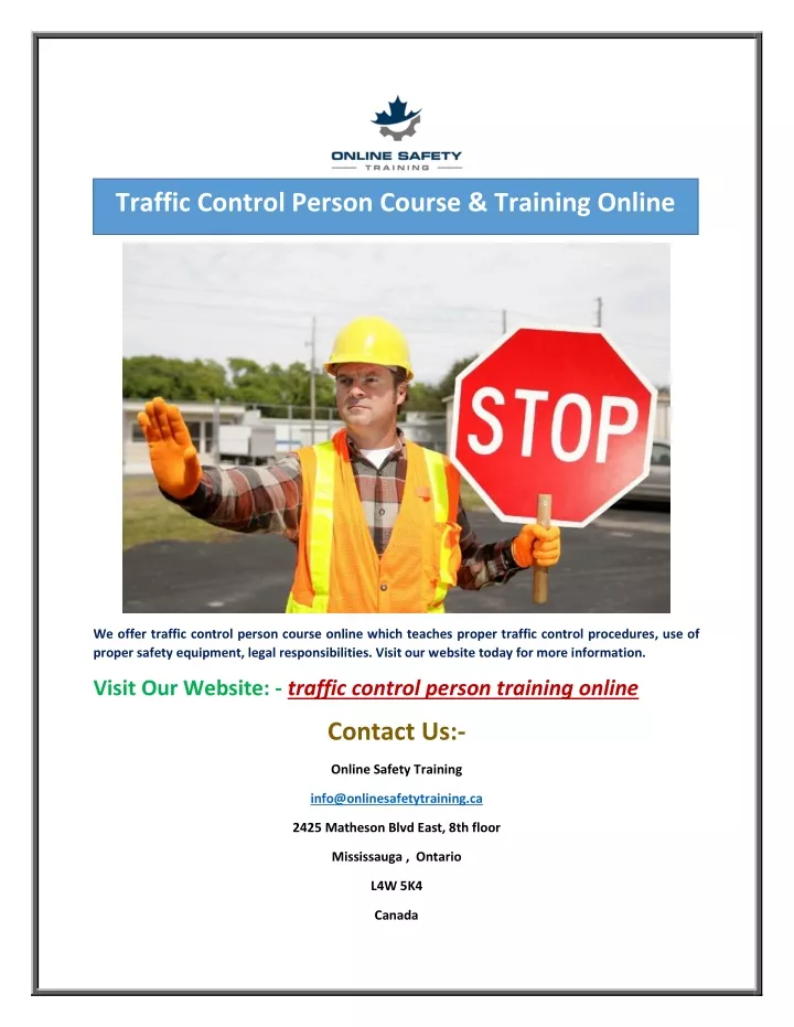 traffic control person course training online