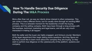 how to handle security due diligence during