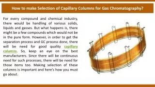 how to make selection of capillary columns