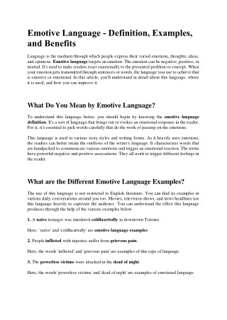 emotive language definition examples and benefits
