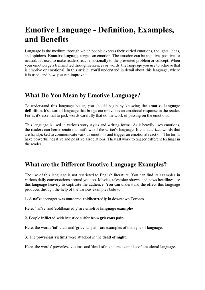 emotive language definition examples and benefits