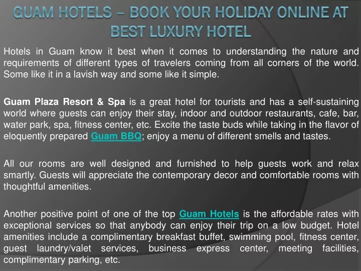 guam hotels book your holiday online at best luxury hotel