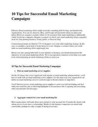 10 Tips for Successful Email Marketing Campaigns