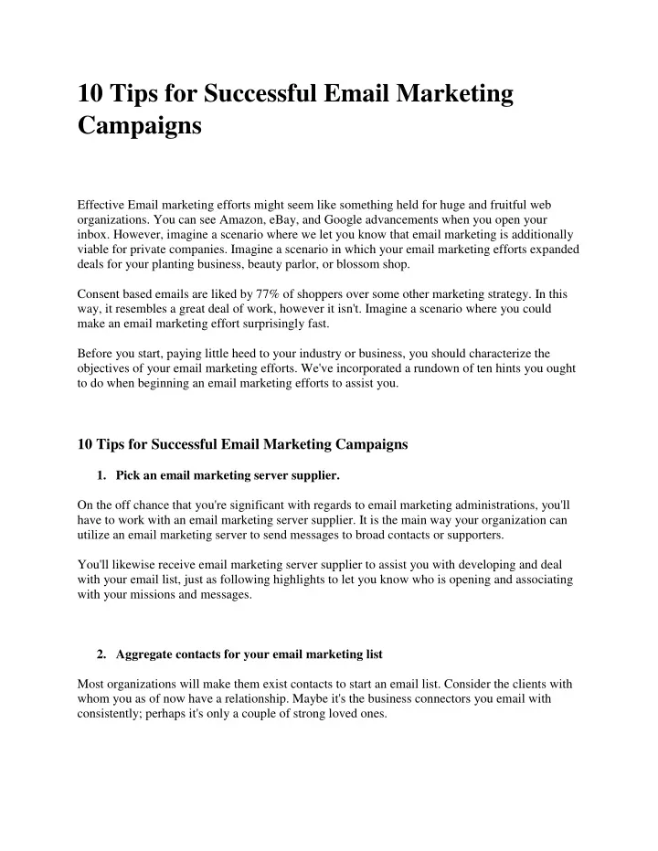 10 tips for successful email marketing campaigns