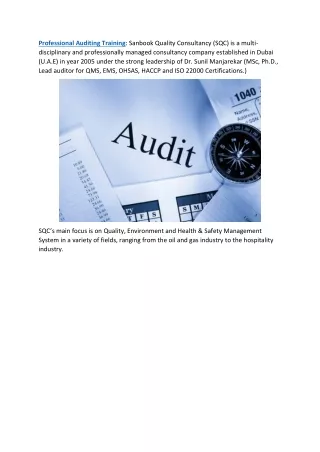Professional Auditing Training