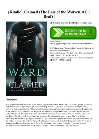 {Kindle} Claimed (The Lair of the Wolven  #1) ( ReaD )