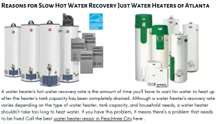 Reasons for Slow Hot Water Recovery Just Water Heaters of Atlanta