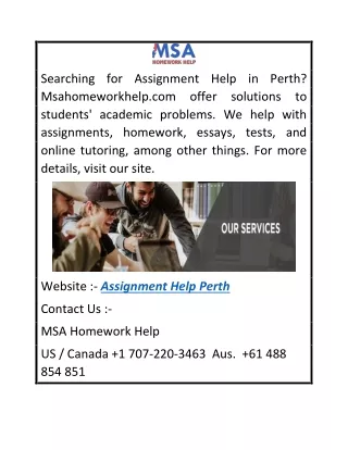 Assignment Help Perth  Msahomeworkhelp.com