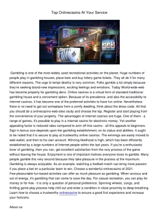top onlinecasino at your service
