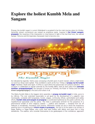 Explore the holiest Kumbh Mela and Sangam