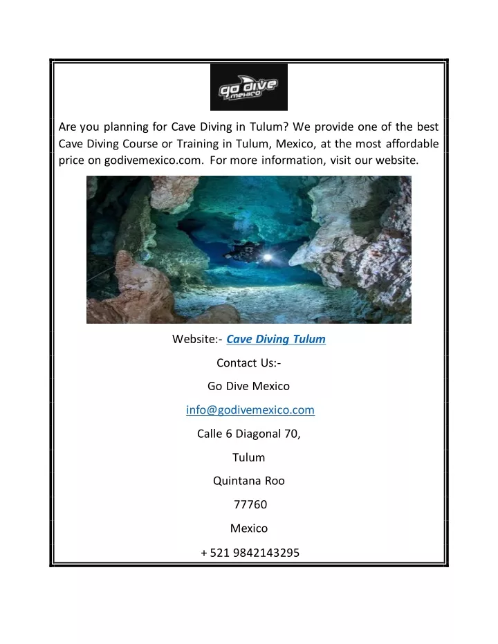 are you planning for cave diving in tulum