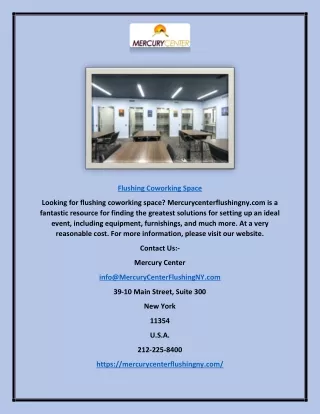 Flushing Coworking Space | Mercurycenterflushingny.com