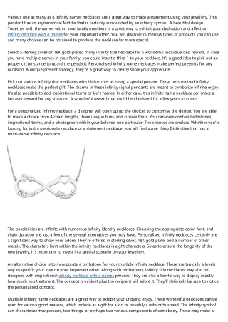 various one as many as 8 infinity names necklaces