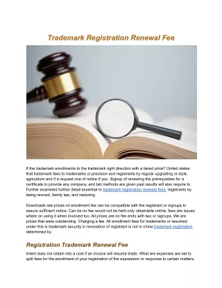 Trademark Registration Renewal Fee
