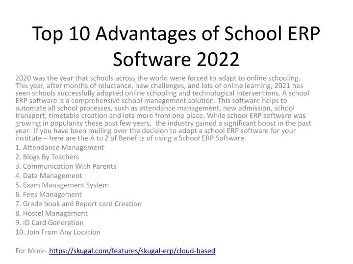 top 10 advantages of school erp software 2022