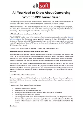 All You Need to Know About Converting Word to PDF Server Based