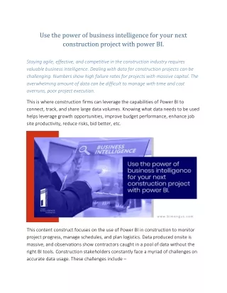 use the power of business intelligence for your