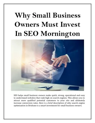 Why Small Business Owners Must Invest In SEO Mornington