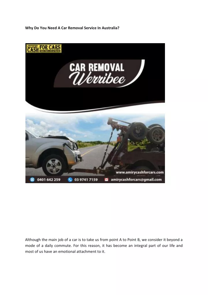 why do you need a car removal service in australia