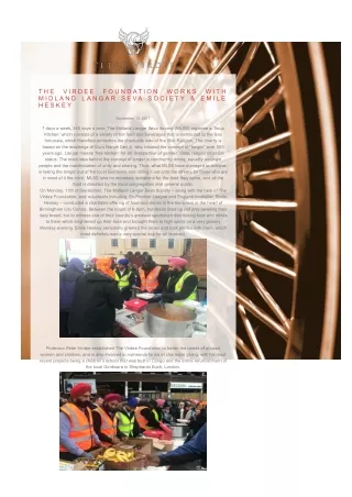 The Virdee Foundation Works with Midland Langar Seva Society- Peter Virdee