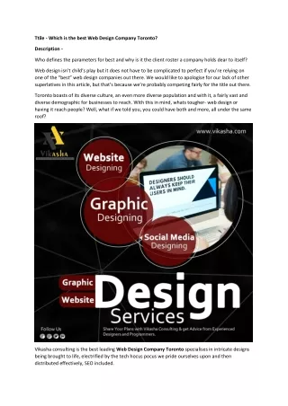 Which is the best Web Design Company Toronto-converted