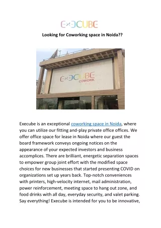 Execube coworking space in noida