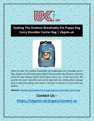 Seeking The Outdoor Breathable Pet Puppy Dog Carry Shoulder Carrier Bag | Ukgate