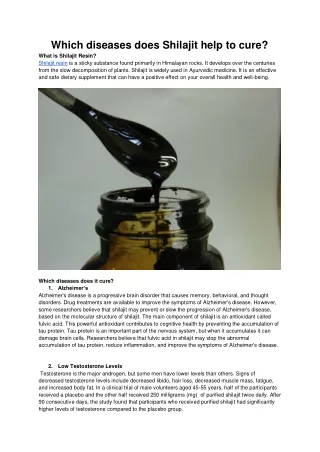which diseases does shilajit help to cure what