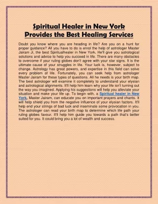 Spiritual Healer in New York Provides the Best Healing Se