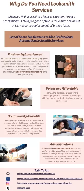 Why Do You Need Locksmith Services