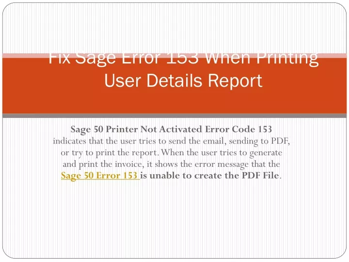fix sage error 153 when printing user details report