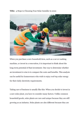 title 4 steps to choosing your solar installer