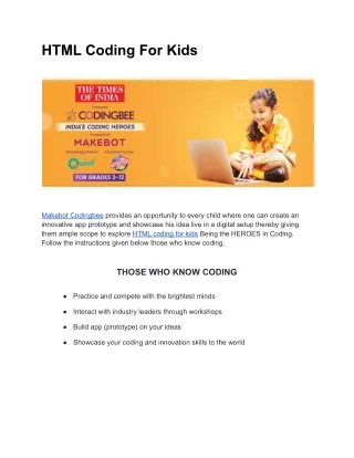 HTML Coding For Kids