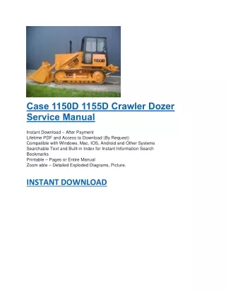 case 1150d 1155d crawler dozer service manual
