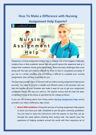how to make a difference with nursing