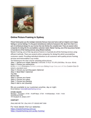 Online Picture Framing in Sydney