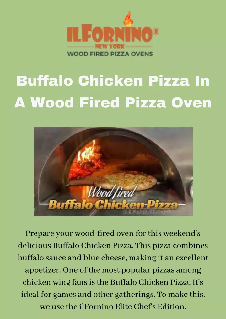 buffalo chicken pizza in a wood fired pizza oven